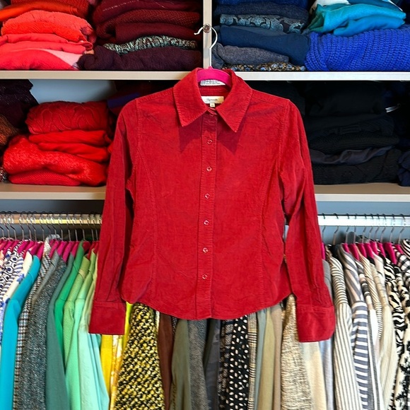 Faconnable red corduroy long sleeve button down shirt size XS - Picture 1 of 3